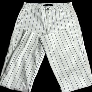 JOES JEANS off-white striped ankle crop frayed jeans new size 26 2